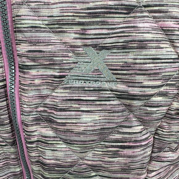 ZeroXposur Puffer Jacket Youth Girls 7/8 Pink Black Stripe Zip Up Quilted Winter - Picture 3 of 6